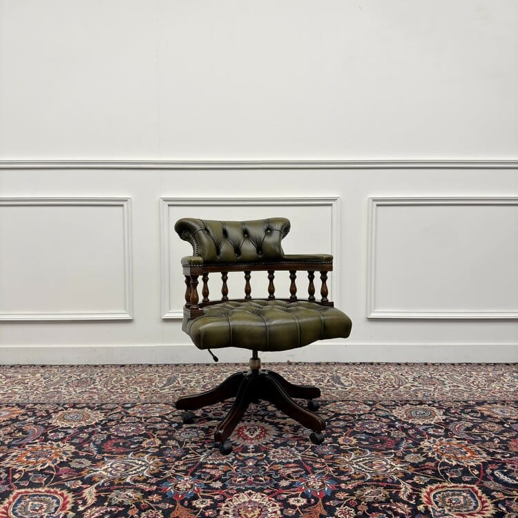 klassieke chesterfield bureaustoel captain chair groen