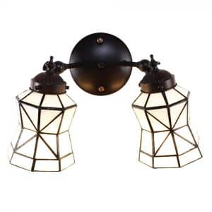 dubbele tiffany wandlamp tiffany wit bruin glas metaal muurlamp