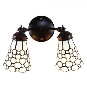 dubbele tiffany wandlamp wit bruin glas metaal muurlamp klassiek