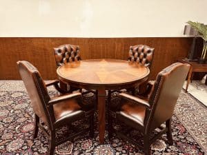klassiek engels art deco ronde vergadertafel eetafel inleg 1