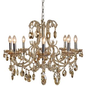 klassieke antieke kroonluchter kristal beige ijzer glas hanglamp