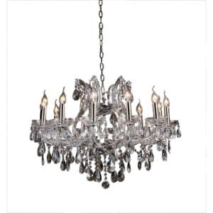 klassieke antieke luster kroonluchter kristal zilverkleurig ijzer glas hanglamp