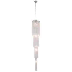 lange luster kroonluchter zilverkleurig ijzer glas driehoek hanglamp langwerpig