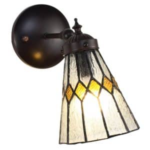 ronde tiffany art deco wandlamp transparant glas metaal rond muurlamp