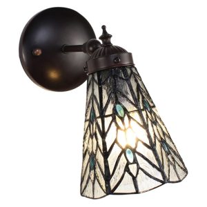 ronde tiffany libelle wandlamp transparant glas metaal rond muurlamp