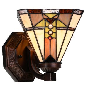 tiffany art deco wandlamp beige bruin glas muurlamp
