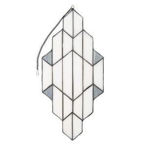 tiffany raamhanger paneel raamdecoratie wit grijs glas glaskunst