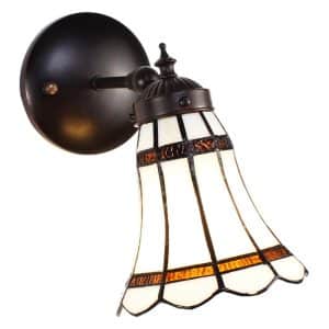 tiffany wandlamp muurlamp klassiek wit bruin glas metaal rond muurlamp